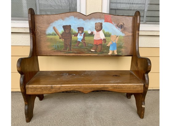 Vintage Children's Hand Painted Wood Bench