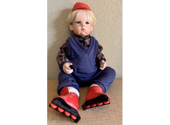 Hand Painted Porcelain Rollerblade Boy Doll