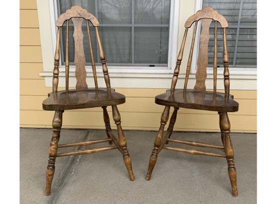 2 Wooden High Back Chairs