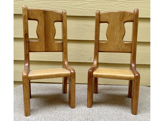 2 Small Wood Doll Chairs
