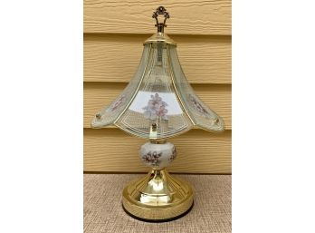 Glass & Gold Tone Touch Lamp