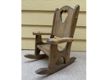 Wood Doll Rocking Chair With Heart Design