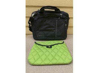 Brenthaven Carry Bag/ Laptop Bag & Green Pouch