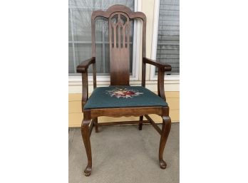1 Green Needle Point Captain Chair