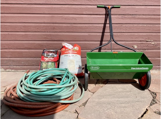 Scotts Precision Green Seed Spreader, Hoses And Fertilizer