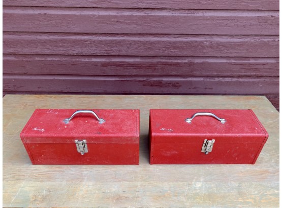 Two Red Metal Vintage Kennedy Tool Boxes
