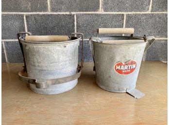 Two Antique Wring Mop Buckets