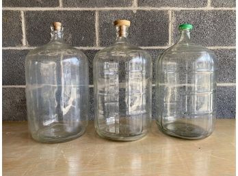 3 Vintage Glass 5 Gallon Jugs