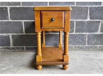 Vintage Wood Side Table With Drawer