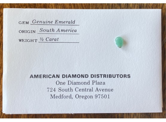 Half Carat Genuine Emerald From South America, American Diamond Distributors