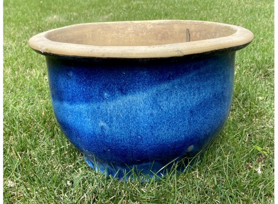 Beautiful Blue Ceramic Planter Pot (10 Inches Tall 15 Inches Wide)