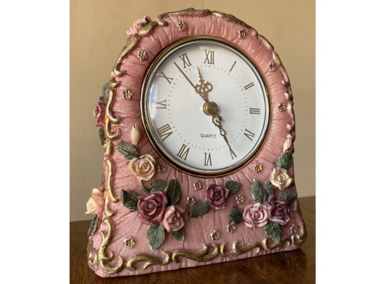 Quartz Rose Clock (6 Inches Tall)