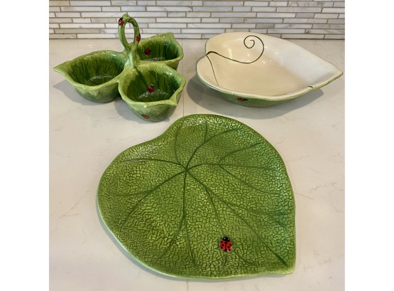 Pier 1 Imports Lady Bug And Leaf Dishes