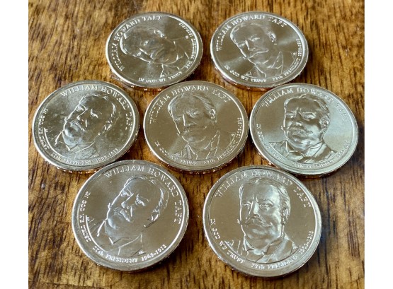 Seven US One Dollar Coins Featuring William Howard Taft