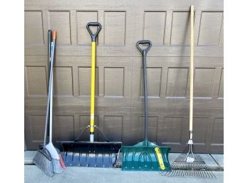 Lot Of Shovels And Brooms