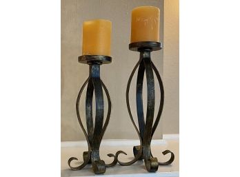 Two Metal Candle Sticks