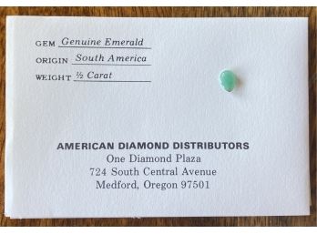 Half Carat Genuine Emerald From South America, American Diamond Distributors
