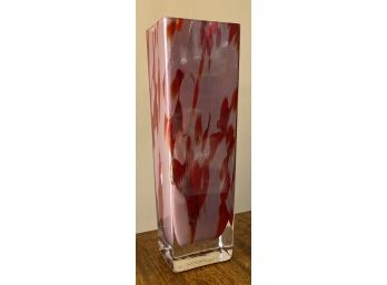 Red Swirl Glass Vase