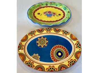 Two Colorful Trays And A Bowl