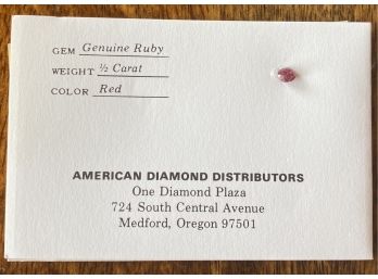 Half Carat Genuine Ruby, American Diamond Distributors