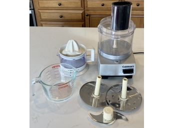 Cusinart Food Processor, Braun Juicer, And Pyrex Measuring Cup