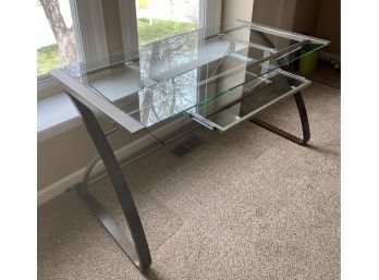 Glass And Curved Wood Desk