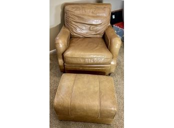 Faux Leather Studded Chair And Ottoman