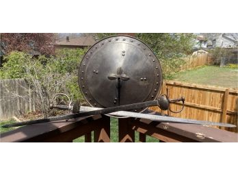 Collection Of 2 Antique Rapier Swords And Shield