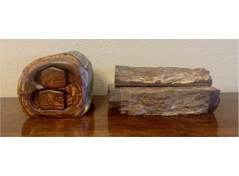 2 Handcrafted Wood Boxes