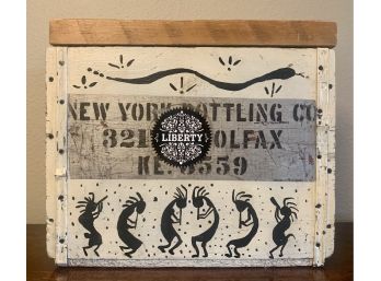 Vintage New York Bottle Co. Milk Crate With Kokopelli Stencils