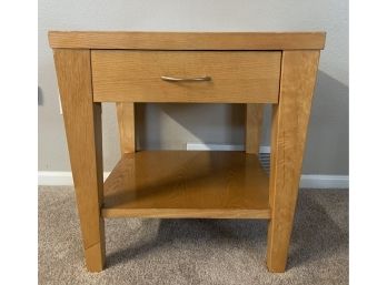 Light Stained Wooden Side Table With Single Drawer