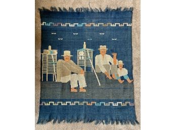 Folk Art Fisherman Weaving Tapestry