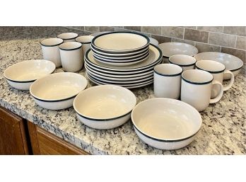 Large Lot Of Kitchen Basics By Tienshan Plates Cups And Bowls