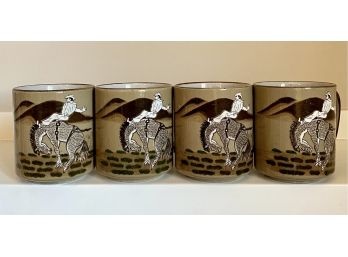 Lot Of Four Cowboy Themed Coffee Cups