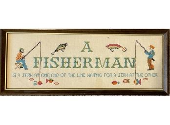 Fisherman Hand Stitched Frame Art
