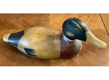 Wooden Carved And Painted Duck Decoy (signed)