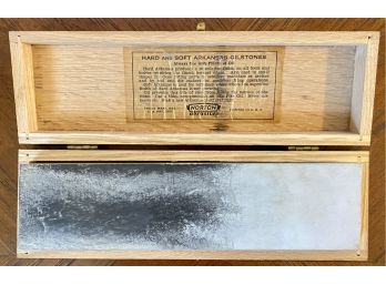 Vintage 'Arkansas Oilstones' By Norton Abrasives In Wooden Box