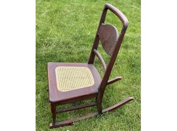 Beautiful Vintage Rocking Chair With Wicker Seat