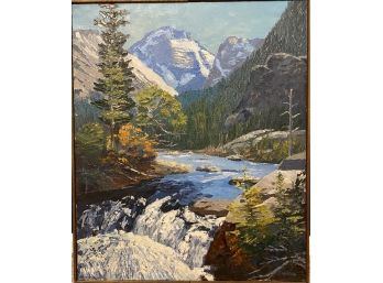 'Mills Creek' 1968 Forrest Cascading River Painting Signed JT Wiberg