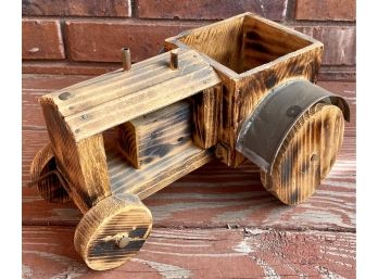 Unique Vintage Wooden Tractor Toy