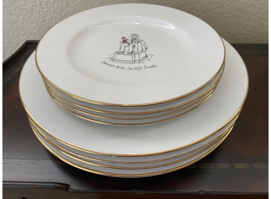 Porcelain Novelty Holiday Christmas Dinner And Salad Plates With Humorous Messages