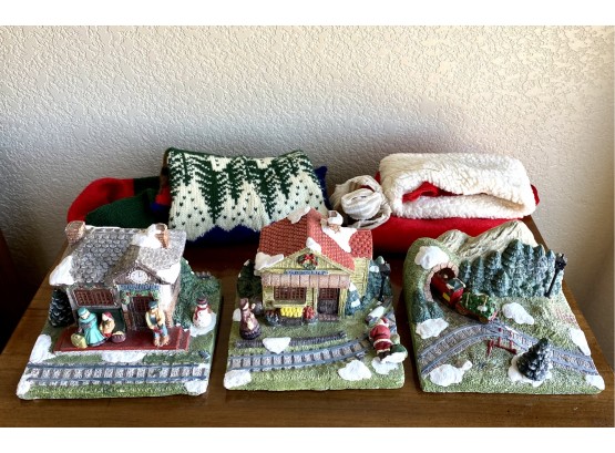 Collection Of Christmas Decor Including Village