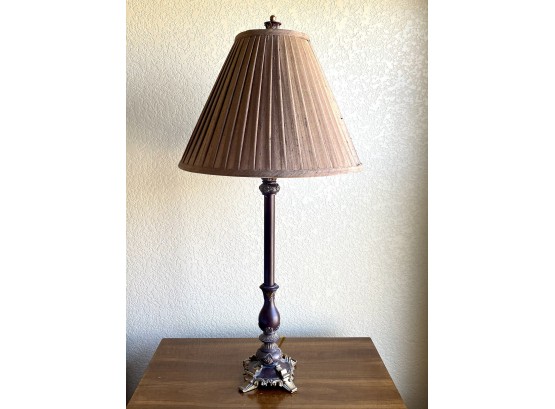 Table Lamp With Brown Pleated Shade