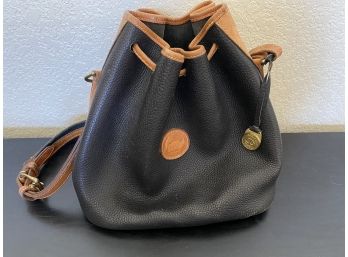 Dooney And Bourke Vintage Drawstring Bucket Bag With All Weather Leather & Solid Brass Hardware