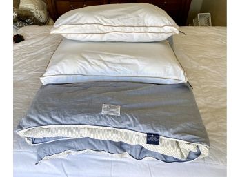 Ralph Lauren Blue Chambray Cotton Down Comforter And Pillows