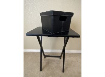 DARK TV TRAY LEATHER CRATE WITH LID