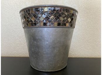 Galvanized Tin Bucket With Mosaic Detail