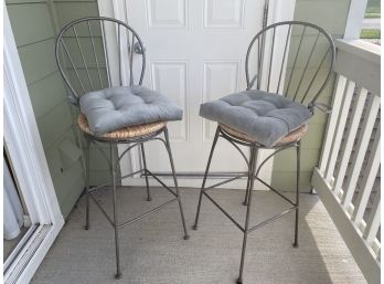 Tall Wrought Iron Patio Swivel Chairs With Cushion