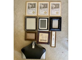 Grouping Of Picture Frames And Basket