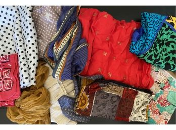 A Lovely Collection Of Vintage Scarves Including Some Silk
